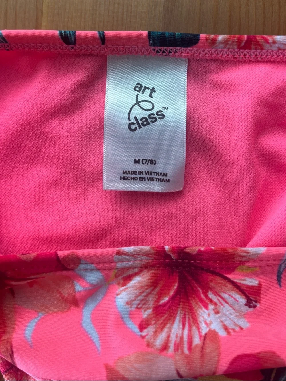 Girls art class Pink Tropical Floral Two-Piece Swim Set. Size M worn once